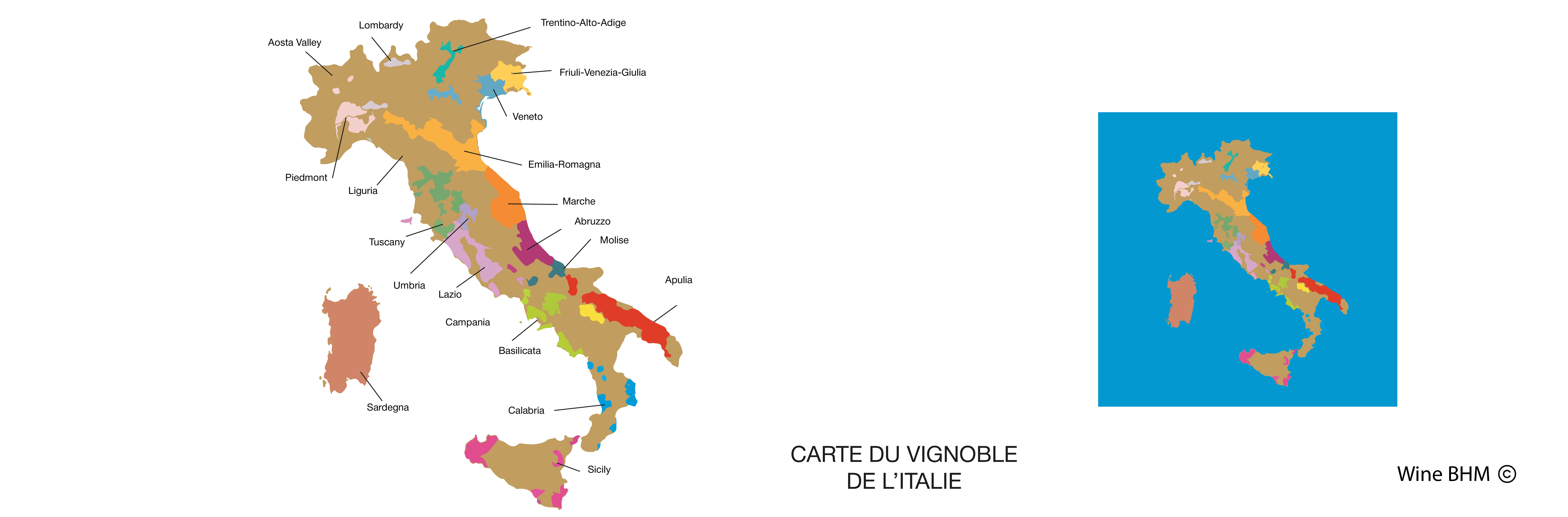 Carte du vignoble d’Italie